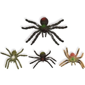 BOHS Jiggly Spider Mom and Spiderlings - Stretch & Squeeze - 4-Piece Rubber Realistic Big Soft - Halloween Squishy Toy - Prank Bugs