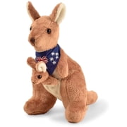 BOHS Plush Kangaroo with Australia Scarf and Removable Joey - Cuddly Soft Stuffed Mom and Baby Animals Toy- 11 Inches