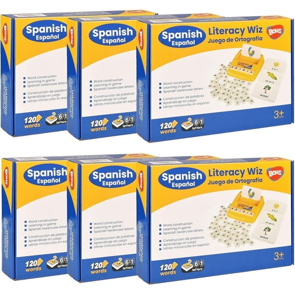 BOHS Spanish Literacy Wiz Fun Game - Espanol Lower Case 60 Flash Cards - Preschool Language Learning Educational Toys-Pack of 6