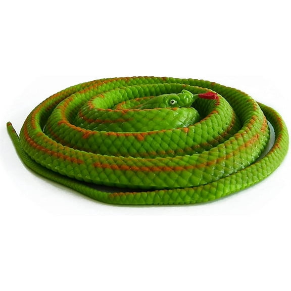 BOHS Stretchy Rubber Green Snake- Soft, Stretchy, and Long - Easy Camouflage - Prank Toy Scary Fake Lifelike Animal Model - 130 CM / 4.2 Feet