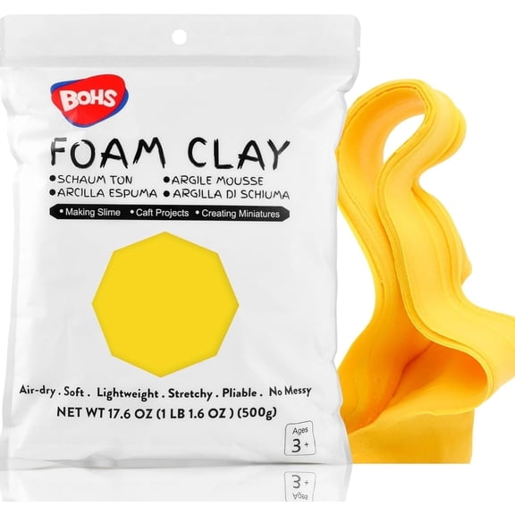 BOHS Yellow Modeling Foam Clay - 1.1 Lbs, Squishy,Soft, Air Dry -for Flower Mirror,Cosplay,Fake Bake, Slime Supplies-500g