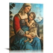 BOHU ARTS Da Vinci Canvas Wall Art Louvre Virgin Child Anne Framed Painting Large Canvas Art for Bedroom Office Livingroom Ready to Hang 12x16 in