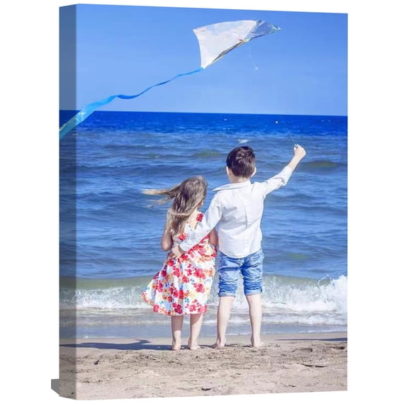 BOHU ARTS Personalized Picture Canvas Print Baby Family Picture 18" x 12" Framed Photographic Wall Art