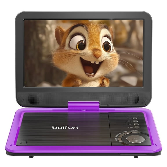 BOIFUN 12.5" Portable DVD Player with 10.5" Swivel HD Screen for Car and Kids, 5h Rechargeable Battery, Support Multiple Disc Formats/Sync TV
