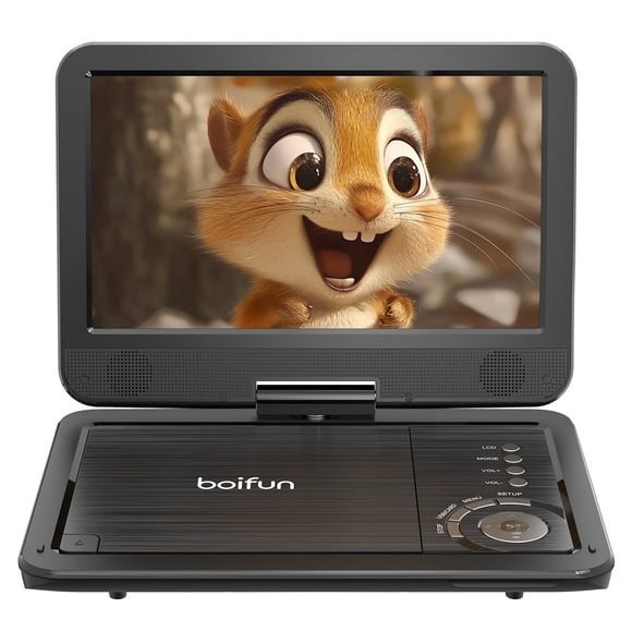 BOIFUN 12.5" Portable DVD Player with 10.5" Swivel HD Screen for Car and Kids, 5h Rechargeable Battery, Support Multiple Disc Formats/Sync TV