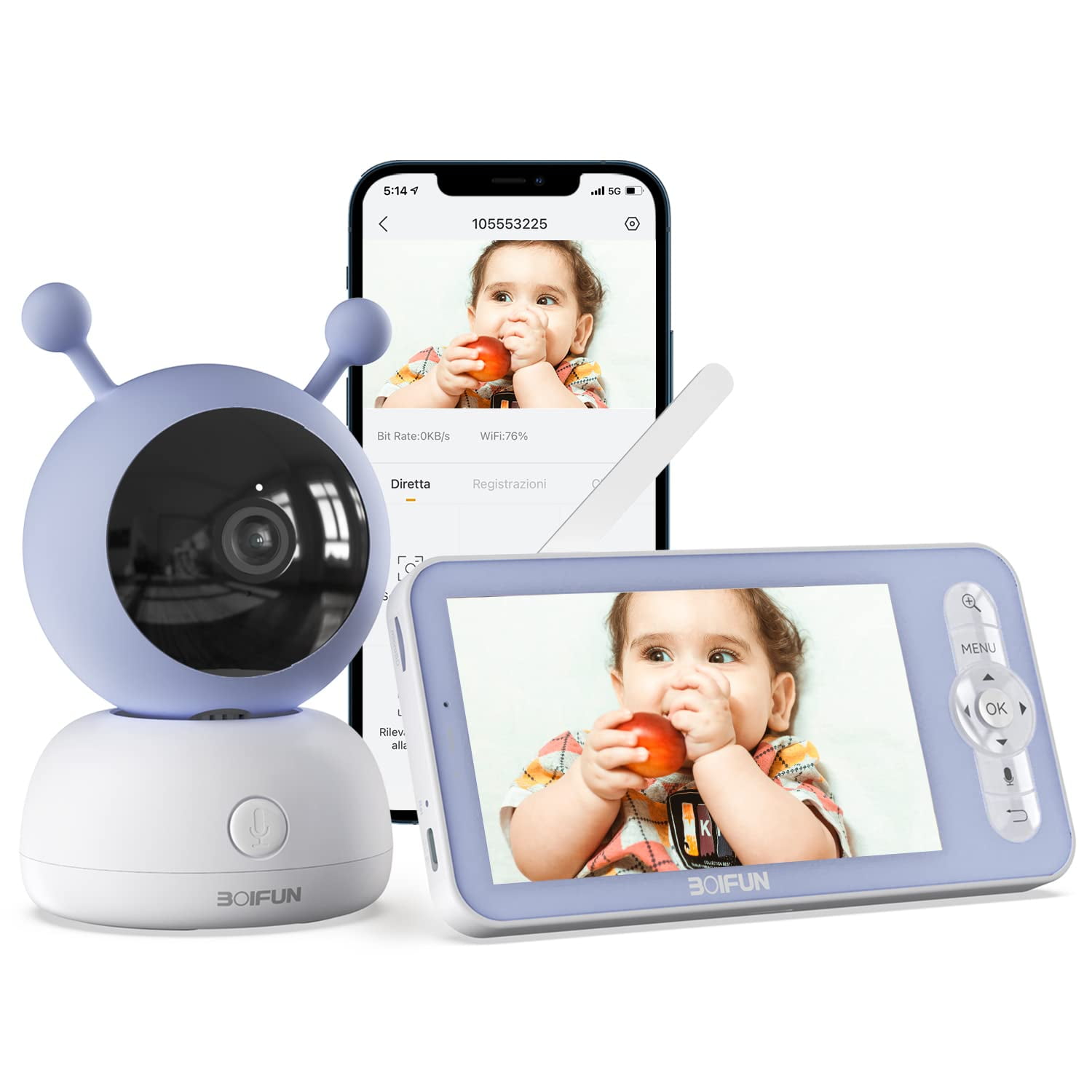 BOIFUN Baby Monitor with Remote PanTiltZoom, 1080P, Cry and Motion