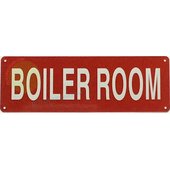BOILER ROOM SIGN((4x12,RED,ALUMINUM) -ref19722