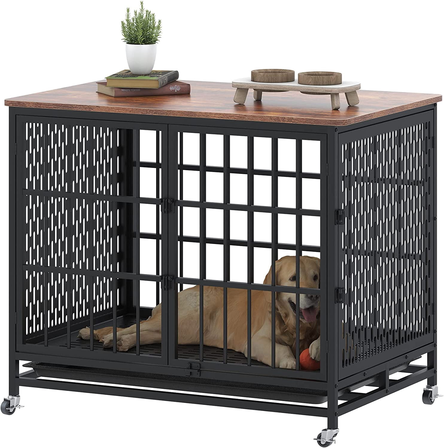 A closer look at Fooyorkie Dog Crate With Removable Tray