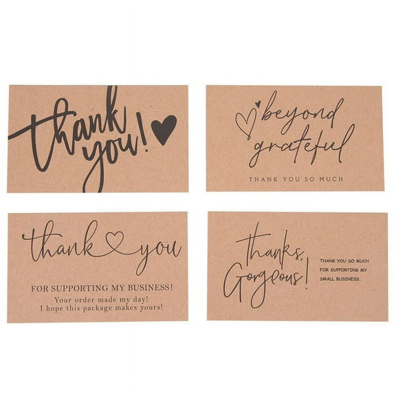 BOINN Kraft Paper Thank You Cards for Small Business Appreciation Card, 120-Piece