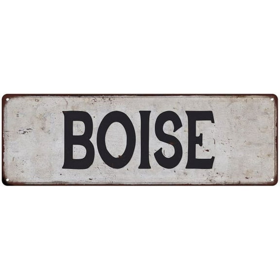 BOISE Vintage Look Rustic Metal 6x18 Sign City State 106180041014
