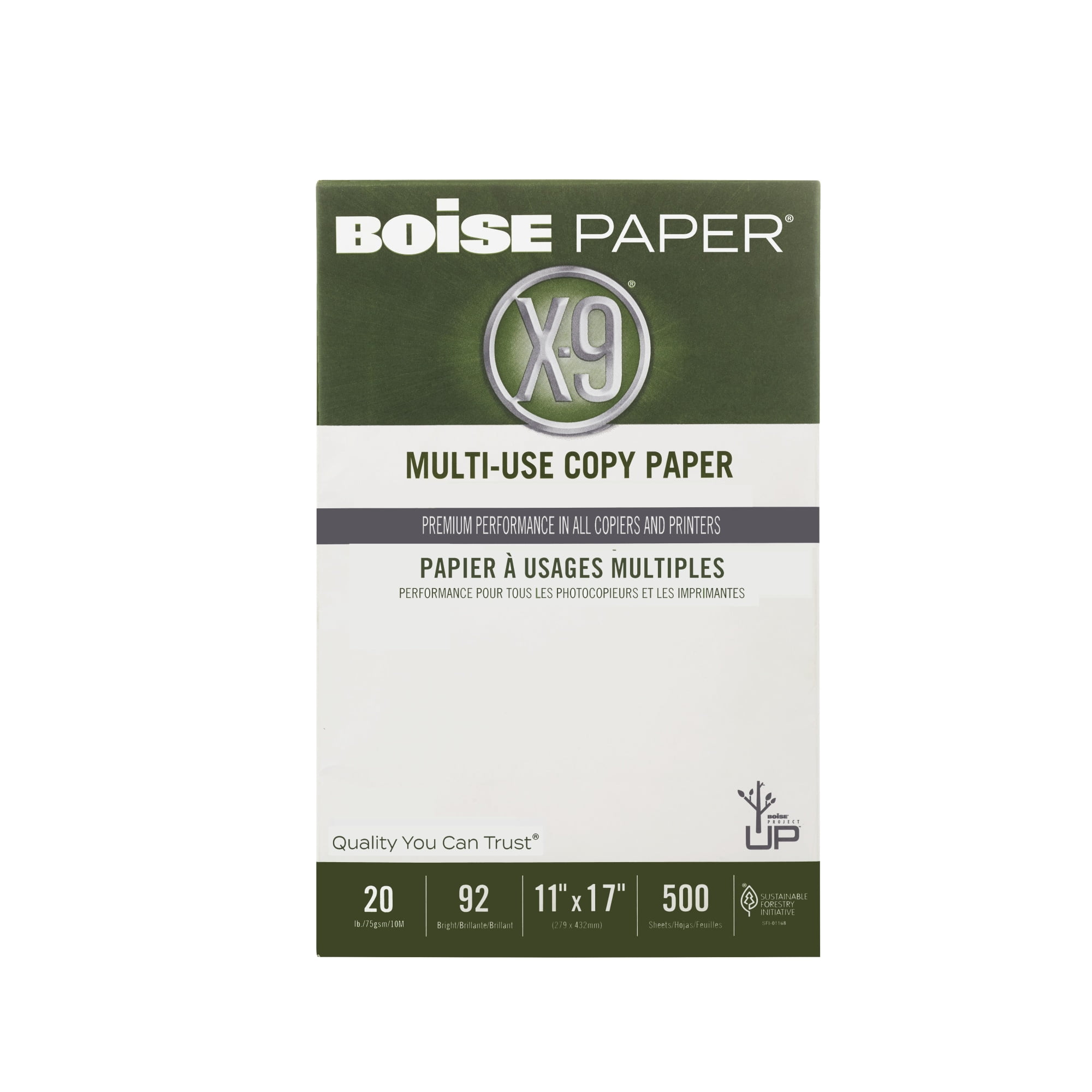 BOISE X9 MultiUse Copy Paper, 11" x 17" Ledger, 92 Bright White, 20