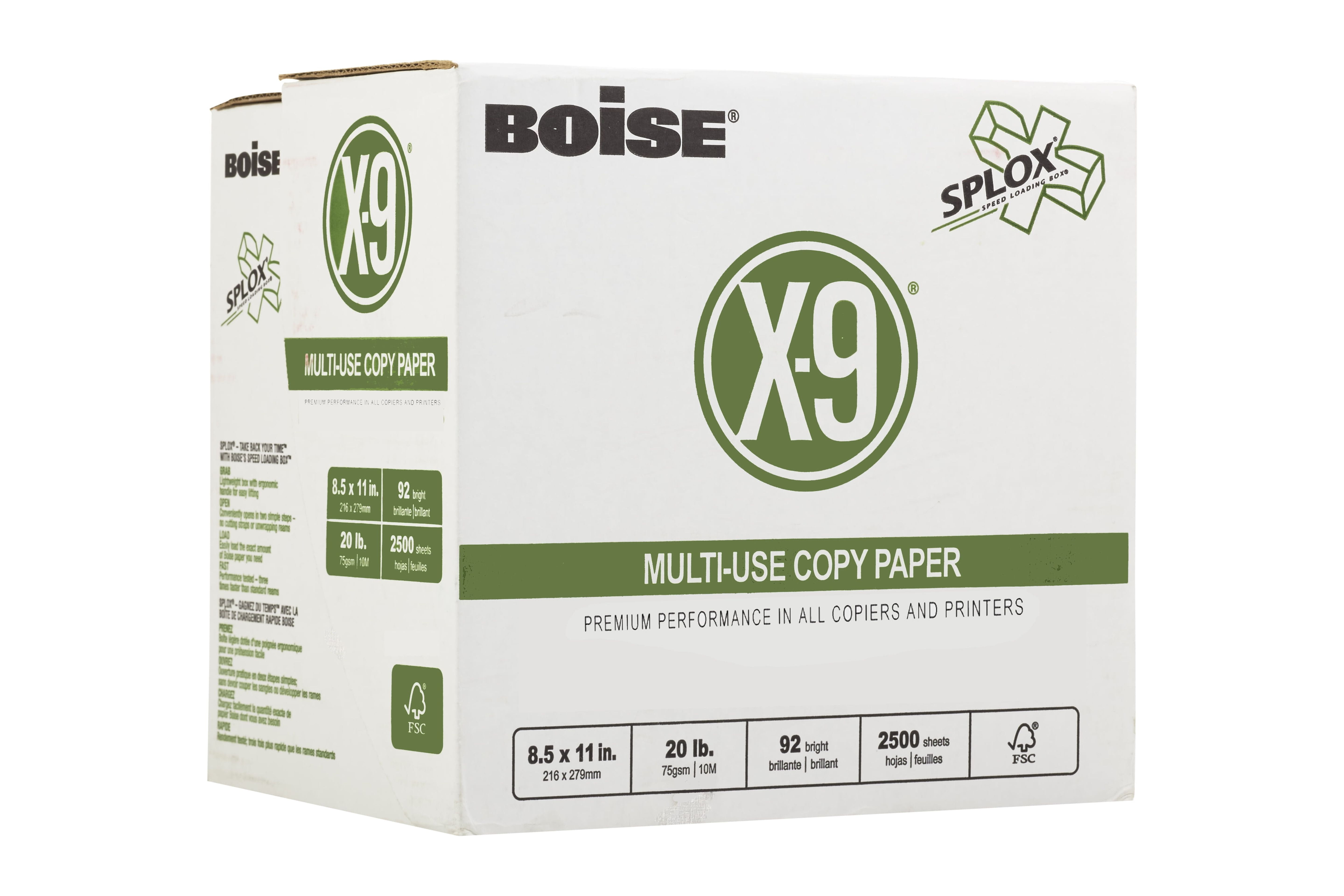BOISE X9 MultiUse Copy Paper, 8.5" x 11" Letter, SPLOX Speed Loading