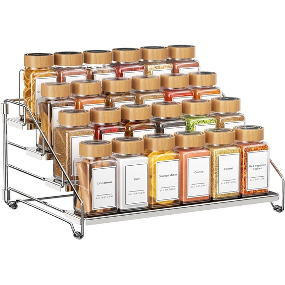 BOIVSHI 4 Tier Spice Rack for Cabinet, Spice Rack Organizer, Depth Adjustable Spice Holder for Countertop, Cupboard, Seasoning Shelf-1 PCS