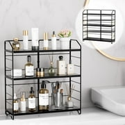BOIVSHI Bathroom Countertop Organizer 3 Tier Adjustable Spice Rack Counter Organization and Storage for Kitchen Bedroom Offices,Black