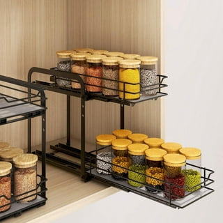  Pull Out Cabinet Drawer Organizer Expendable Slide Out Pantry  Storage Shelves Heavy Duty Stainless Steel Shelf Rack for Kitchen Base Cabinet  Pantry Closet Under Sink Divider Organization,2Packs : Home & Kitchen