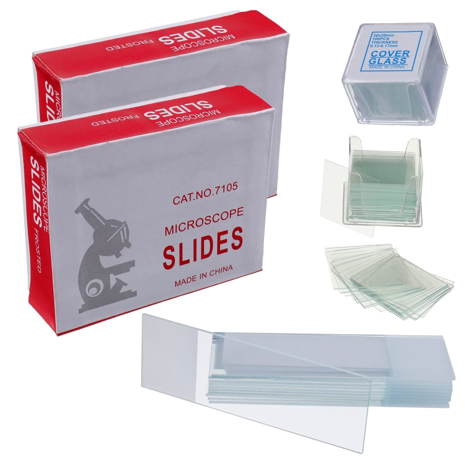 BOJACK 100 Pcs Pre-Cleaned Microscope Slides with Ground Edge and 200 ...