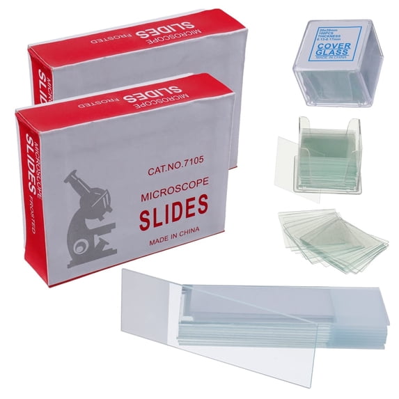 BOJACK 100 Pcs Pre-Cleaned Microscope Slides with Ground Edge and 200 ...