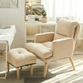 thumbnail image 1 of BOKALAKA Modern Faux Suede Club Chair with Ottoman Set, Beige, 1 of 6