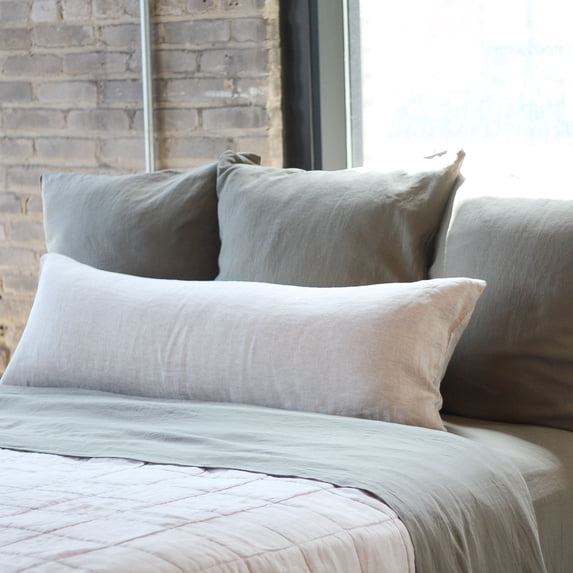 French Linen Box Stitch Quilt - Full/Queen - Putty Heather | BOKSER HOME