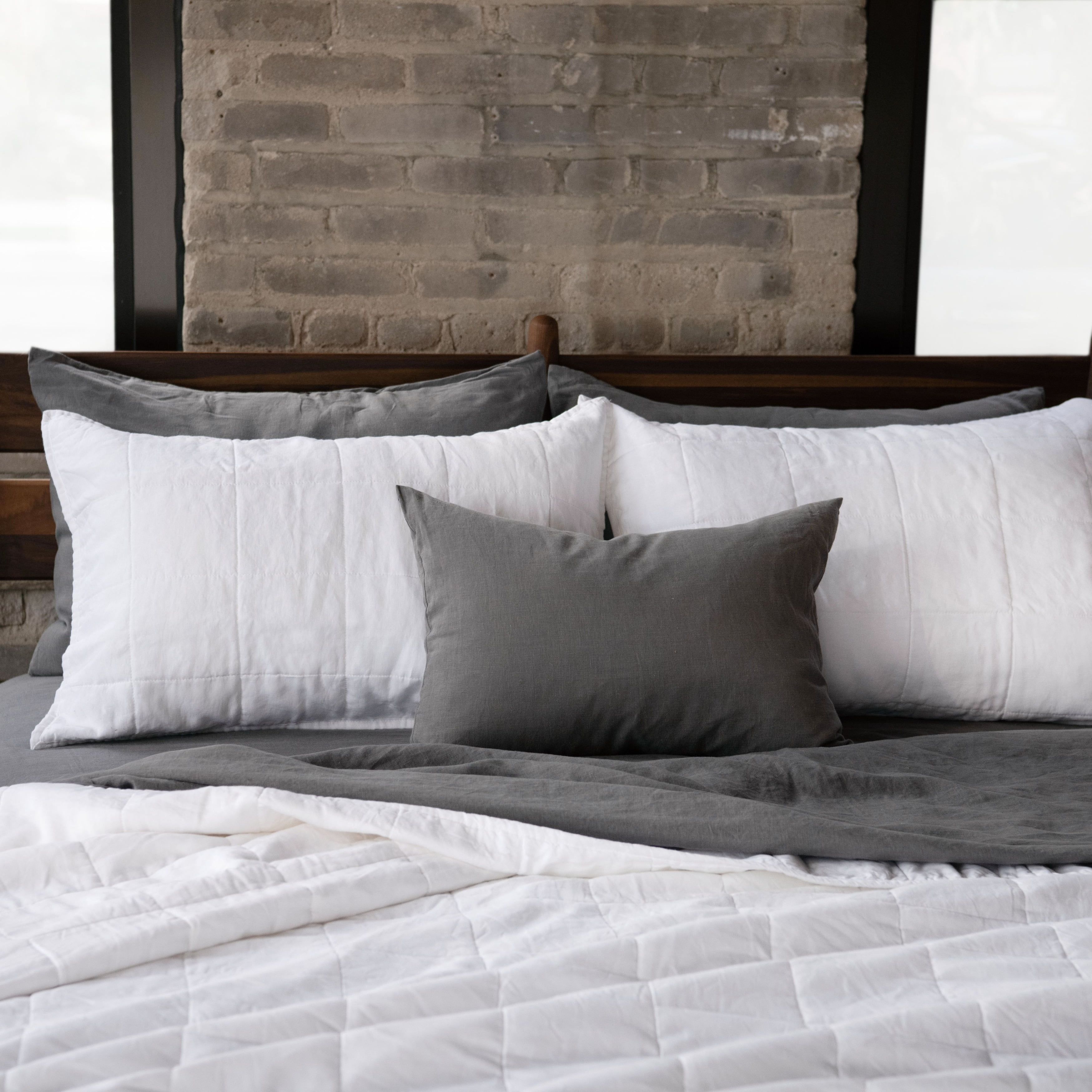 White Twin Microfiber Box Stitch Quilt Set