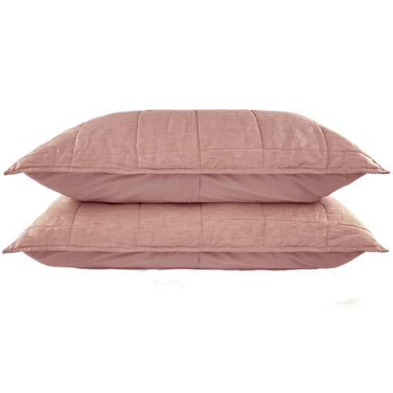 French Linen Box Stitch Quilted Sham Set - Standard - Clay | BOKSER HOME