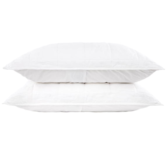 French Linen Box Stitch Quilted Sham Set - Standard - White | BOKSER HOME