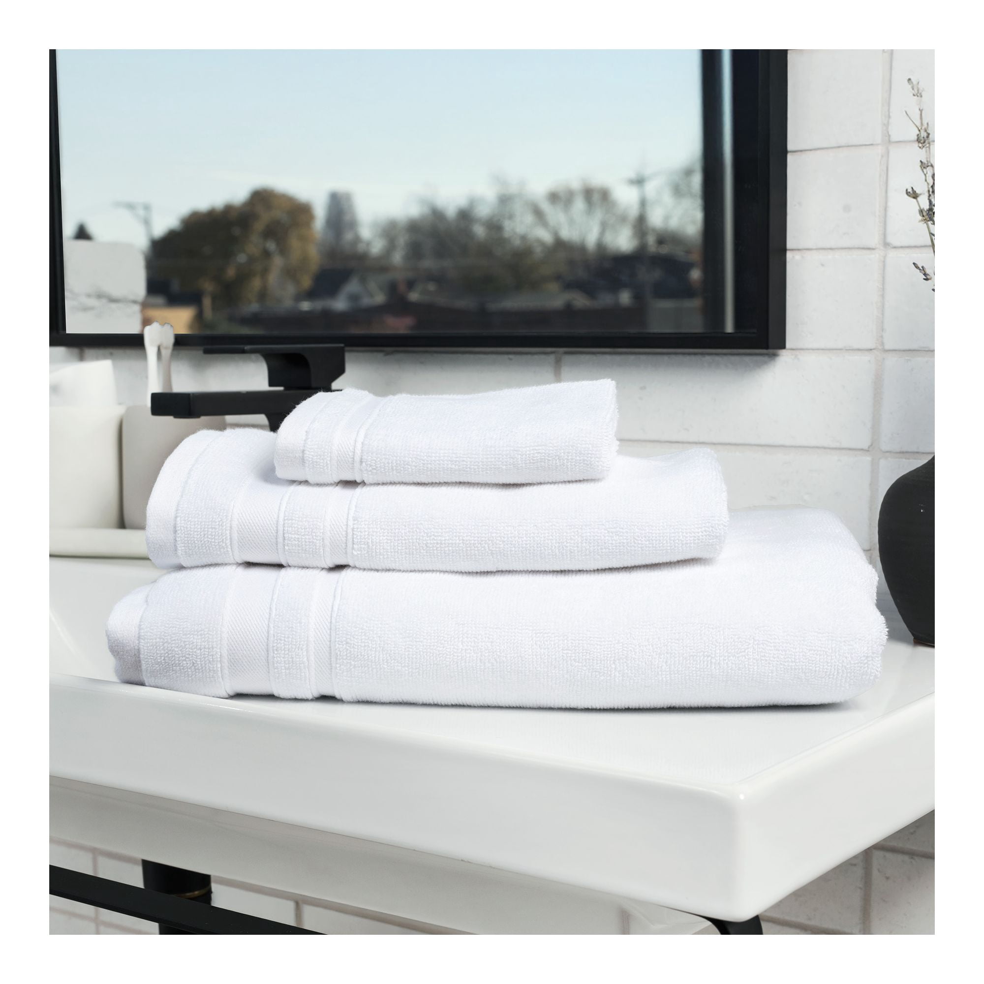 BOKSER Kenwood Hospitality Cotton Hotel Bath Towel White 30" x 56" Bulk Case of 12, Designed for Hotels, Rentals, Multi-Property Use