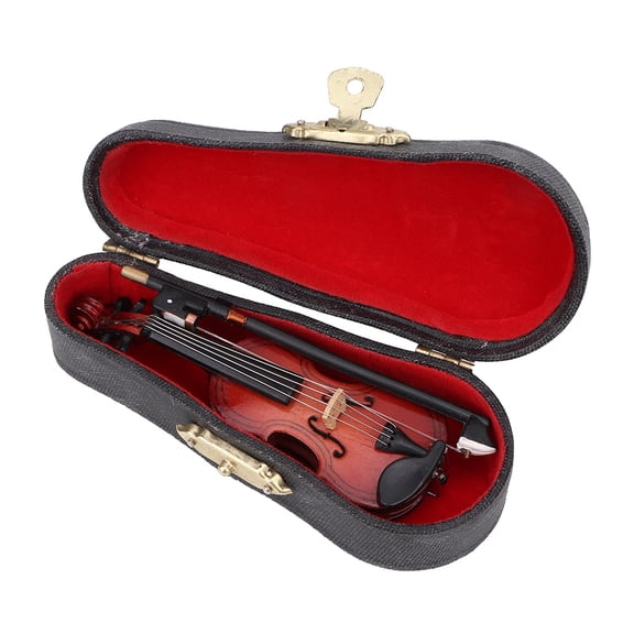 BOKYAN 1:12 Miniature Wooden Instrument Violin Model with Box Simulation Accessory for Dollhouse, Realistic Doll House Wooden Fiddle Miniature Musical Instrument Toys Set (4.33x1.77x1.18 inches)