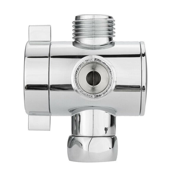 BOKYAN 1/2 Inch 3-Way T-Adapter Bath Shower Head Arm Mounted Diverter Valve Tap Replacement Component Plumbing Hardware Chrome Finish 2.81 inches / 71.5 mm