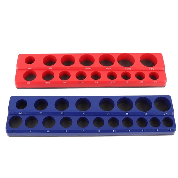 BOKYAN 1/2 Inch Drive Magnetic Socket Organizer Powerful Magnet Metric SAE Socket Holder Trays 2-Piece Set, Premium Tool Box Socket Storage Accessory for Professional Mechanics (14.96 in / 38 cm)