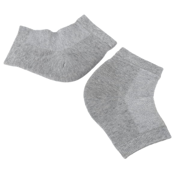 BOKYAN 1 Pair Heel Socks Moisturizing Humectant Natural Hypo Allergenic Vitamin E Mineral Oil Gel Socks For Dry Cracked Heels Foot Care Spa Gray 10 inches / 25.4 cm
