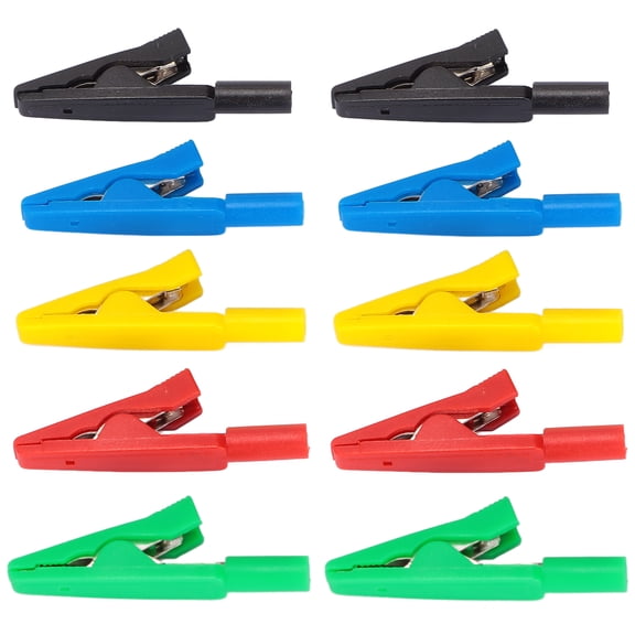 BOKYAN 10 Pcs Electrical Wire Test Clips Clamps 30V-60V 10A Copper Probes 6mm / 0.24 inches Open for 2mm Banana Plug Electronic Instruments
