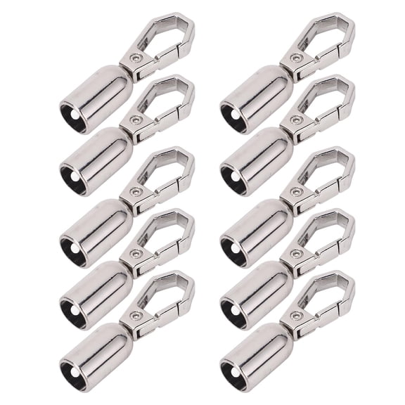 BOKYAN 10 Sets Zinc Alloy Rope End Snap Hooks 8mm Hanging Bell Fasteners with Screws - Silver