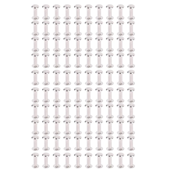 BOKYAN 100 Sets Screw Rivet M2 Round Flat Head Stainless Steel Leather Rivets Binding Screws for Crafts 0.12x0.35x0.24 in