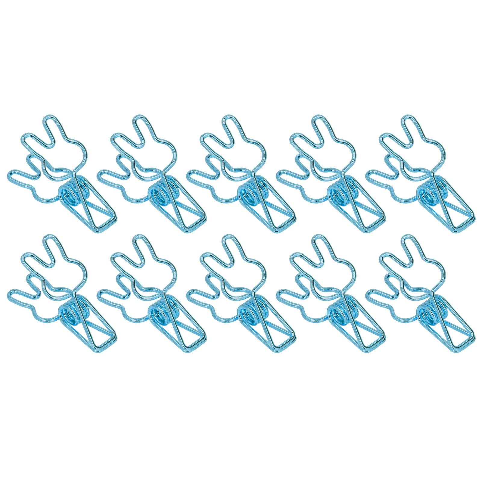 BOKYAN 100Pcs Bunny Binder Clips, Hollow Out Cute Metal Small Paper Clips for Documents, Clothes, Paper, Blue (7.87 inches / 20 cm)
