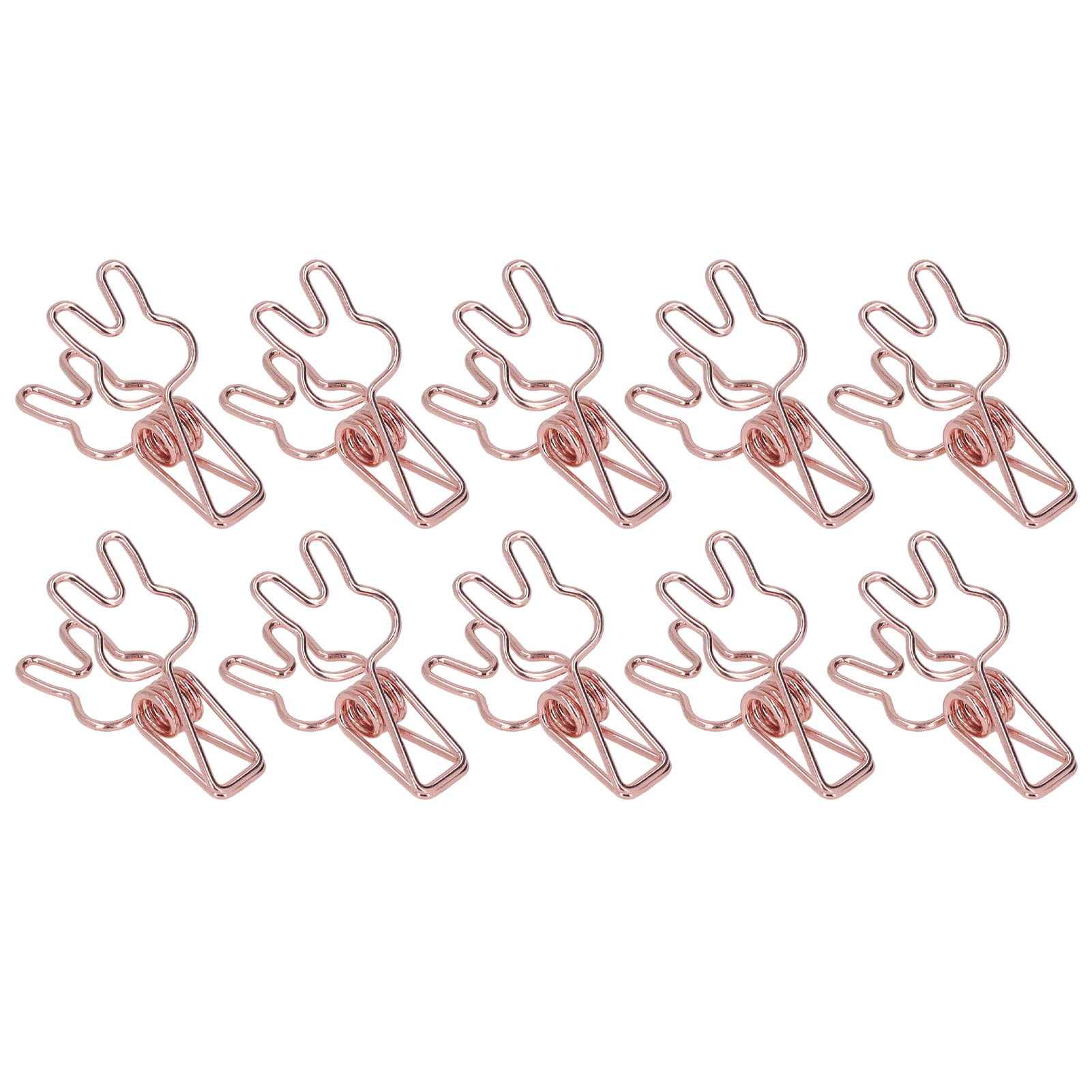 BOKYAN 100Pcs Bunny Binder Clips, Hollow Out Cute Metal Small Paper Clips for Documents, Clothes, Paper, Rose Gold (7.87 inches / 20 cm)