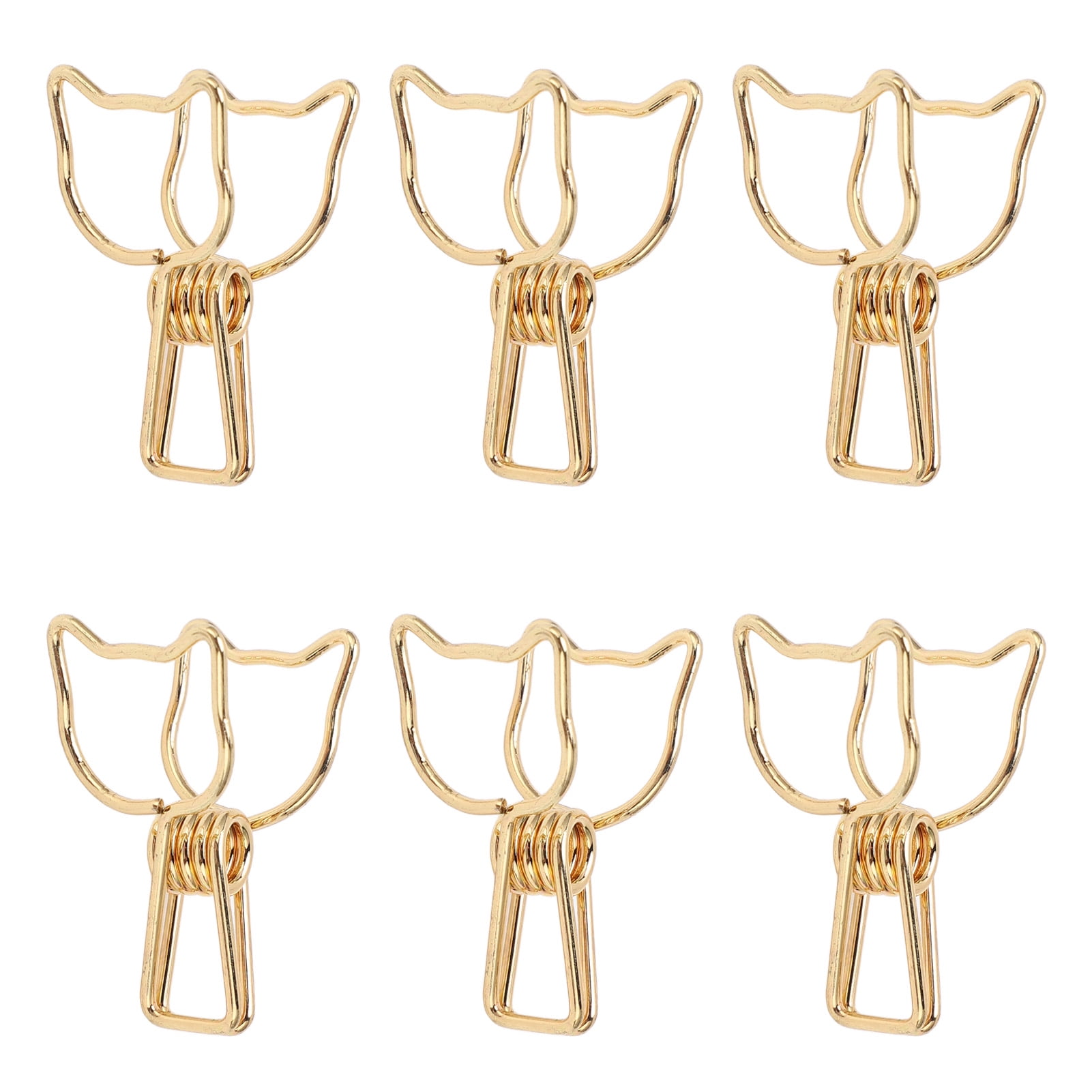 BOKYAN 100pcs Binder Clips Cute Cartoon Cat Shape Metal Hollowed Long Tail Clips Paper Clamps Office Supplies Gold (7.87 inches / 20 cm)