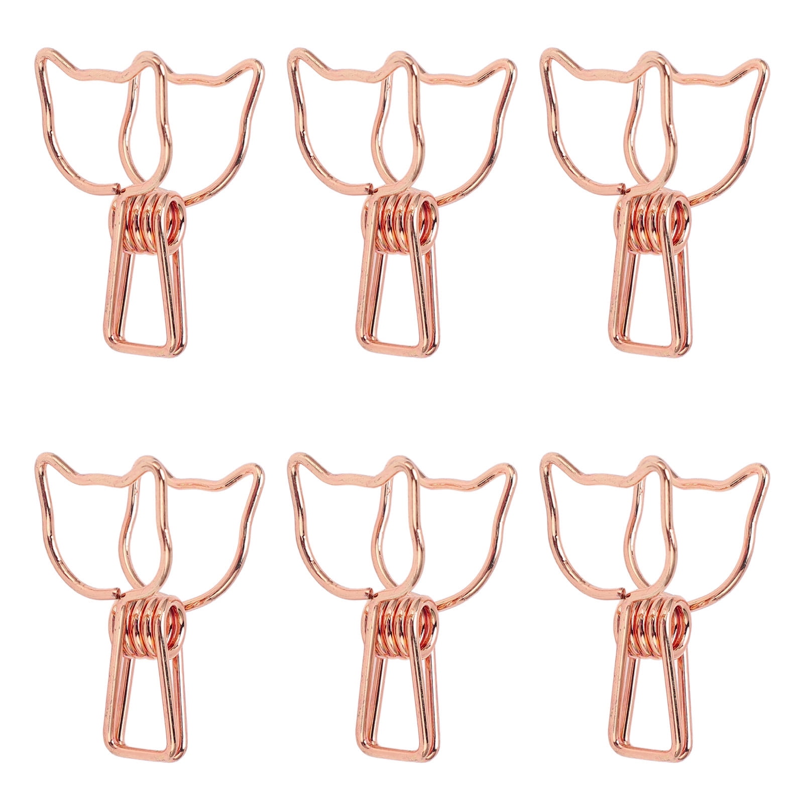 BOKYAN 100pcs Binder Clips Cute Cartoon Cat Shape Metal Hollowed Long Tail Clips Paper Clamps Office Supplies Rose Gold (5.91 inches / 15 cm)