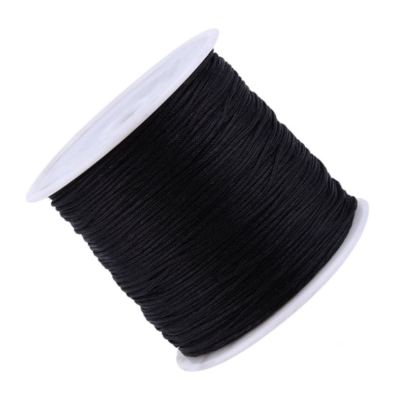 BOKYAN 109 Yd / 100m Nylon Chinese Knot Cord Rattail Macrame Shamballa Thread String, Black