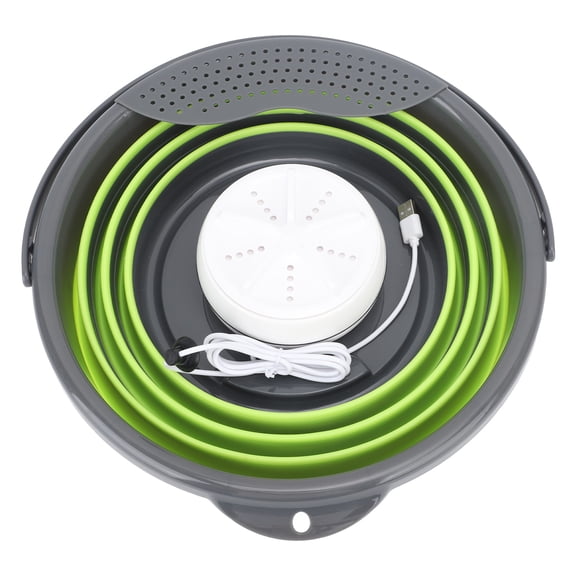 BOKYAN 10L Foldable Mini Washing Machine Portable Ultrasonic Washer for Dorm Underwear Socks Green (13.39 inches / 34 cm)
