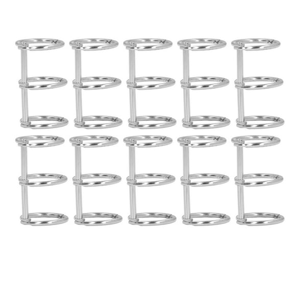 BOKYAN 10Pcs 3 Ring Metal Loose Leaf Binders Stainless Steel Book Rings Photo Album Binding Spines for Notebook Travel Diary 20mm / 0.79 inches for 150Pcs A4 Paper Office School Supply Silver