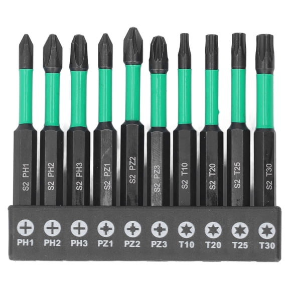 BOKYAN 10Pcs Magnetic Screwdriver Bit Set Cross Star Non Slip Impact Drill Bits, High Hardness Power Drilling Impact Driver Bit Heavy Duty Tool Accessories 15 inches / 38.1 cm
