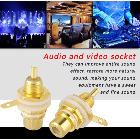 BOKYAN 10pcs Gold Plated RCA Jack Terminal Female Socket HIFI Audio Connector For Audio/Video (White)