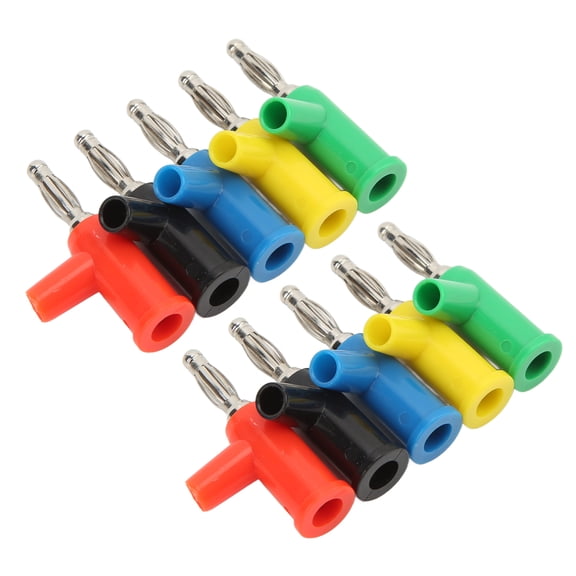BOKYAN 10pcs J.10028 4mm Stackable Solderless Banana Plugs Connectors, Premium ABS Brass Audio Cable Wire Terminals for Industrial Equipment, Assorted Colors (1.57 inches / 4 cm)
