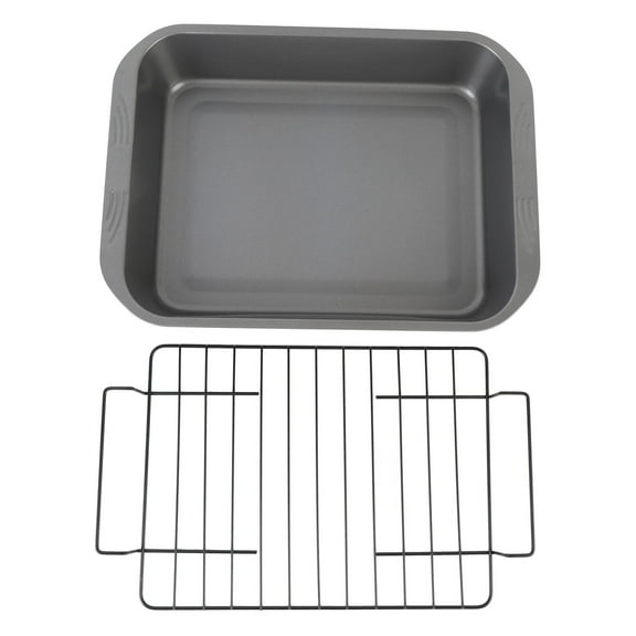 BOKYAN 11x15 Nonstick Carbon Steel Roasting Pan with OilControl Rack HeatResistant, Rectangular, MultiFunctional Baking Tray