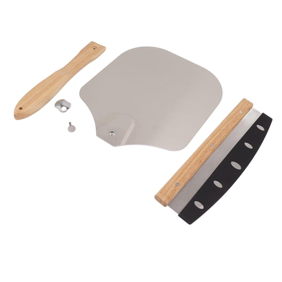 BOKYAN 12" Aluminum & Rubber Wood Pizza Peel & Cutter Set  Ergonomic Handle, EasySlide Spatula, Safe Kitchen Tool for Pizza, Bread & Cake