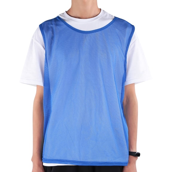 BOKYAN 12 Pack Adult Scrimmage Vests Dark Blue Breathable Soccer Football Training Pinnies Team Practice Jerseys For Outdoor Sports Leagues (12.60 inches / 32 cm Length, 2.43 lbs / 1.1 kg)