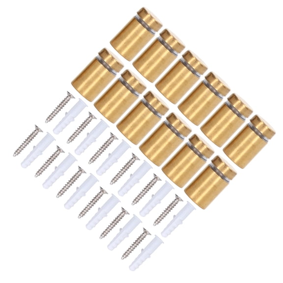 BOKYAN 12-Piece Standoff Screw Set, Stainless Steel 12x20mm (0.47x0.79 in) Wall Mount Advertising Sign Fasteners, Hardware Spacers Kit with Screws and Wall Plugs, Electroplating Brushed Gold