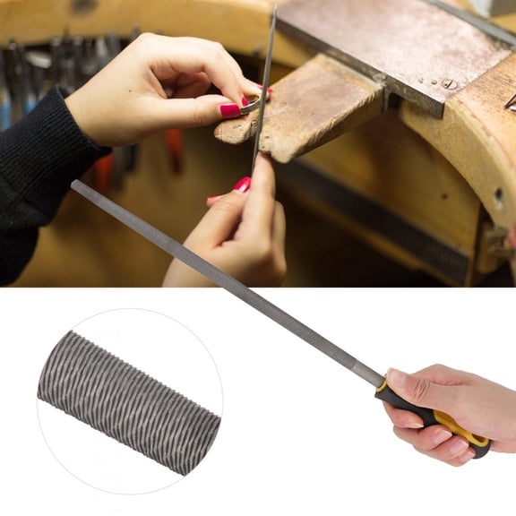 BOKYAN 12 inches / 304.8 mm Round Mill Steel File Rasp with Ergonomic Handle, Fine Grade Teeth Sharpening and Shaping Tool for Metal Projects