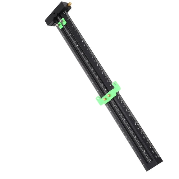 BOKYAN 13.78 in / 35 cm Aluminum Alloy T Square Ruler Metal Double Needle Woodworking Line Drawing Parallel Vertical Scribing Measuring Tool For Carpenters, Green